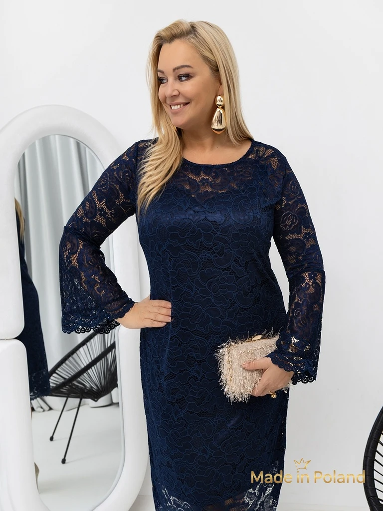 Robe midi en dentelle pour femmes à manches larges Kiss Star