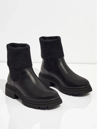 Bottines pour femmes en cuir écologique avec fourrure Kesy