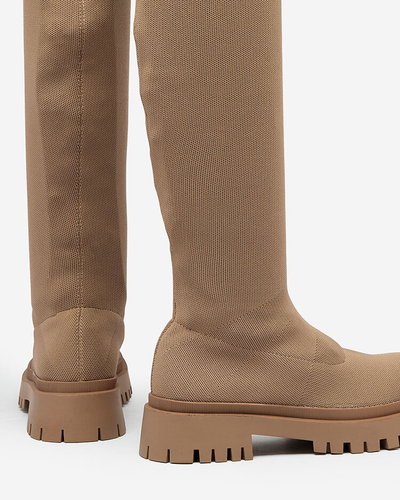 Royalfashion Bottes à enfiler sur le genou pour femmes en marron Radgitas