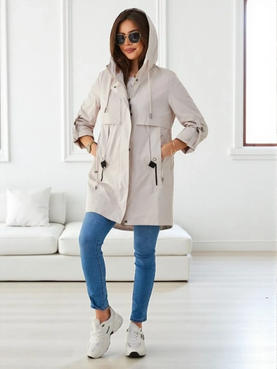 Royalfashion Veste longue coupe-vent pour femmes