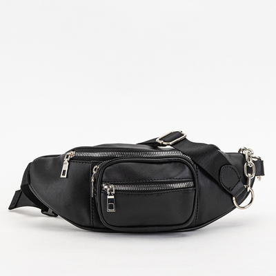 Sac de reins pour femmes noir avec fermeture éclair argentée - Accessoires