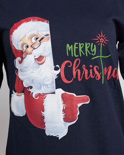 Pyjama 2 pièces bleu marine pour femmes avec impression de Noël - Vêtements