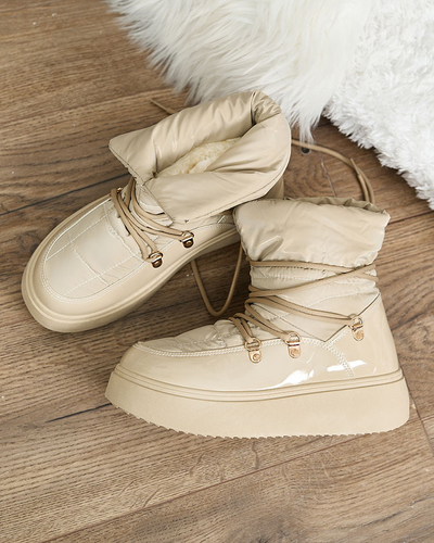 Royalfashion Bottes de neige à enfiler pour femme de couleur marron clair Dabenda