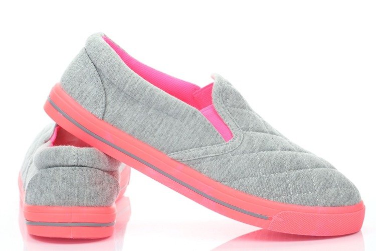 Baskets Slip On Asqus Femme Gris-Rose - Chaussures