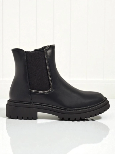 Bottines en cuir écologique avec zircons Novira