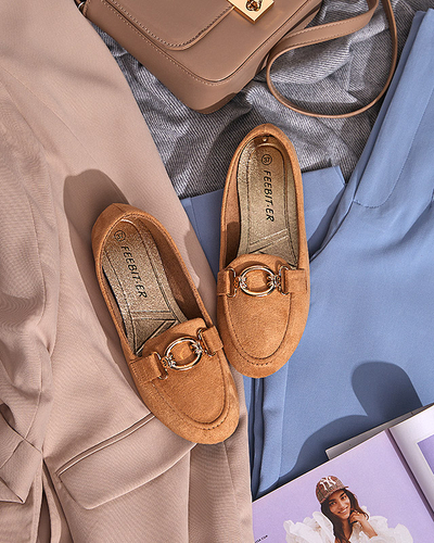 Mocassins en éco-daim beige Brussi - Footwear