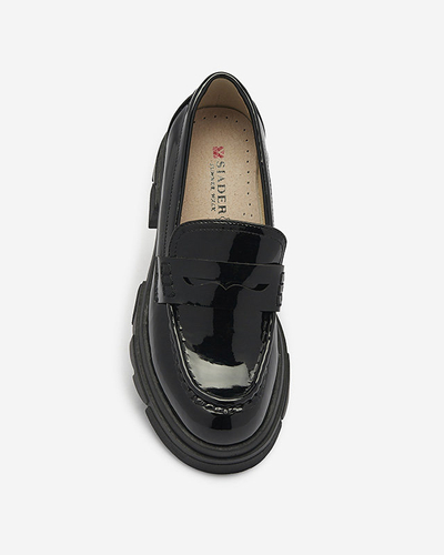 Mocassins noirs laqués pour femmes Tygriss- Footwear