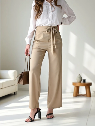 Pantalon large Royalfashion pour femmes avec une ceinture