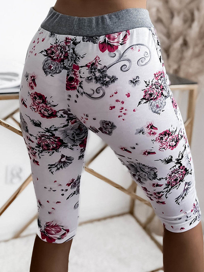 Short femme 3/4 rose et blanc GRANDES TAILLE - Vêtements