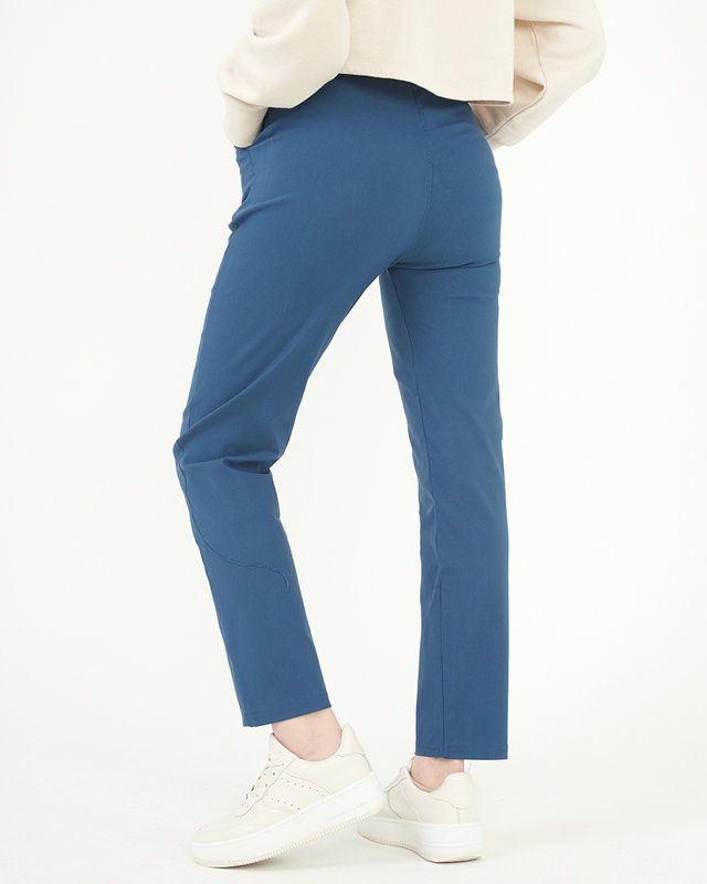 Pantalon droit en tissu bleu pour femme GRANDE TAILLE - Vêtements