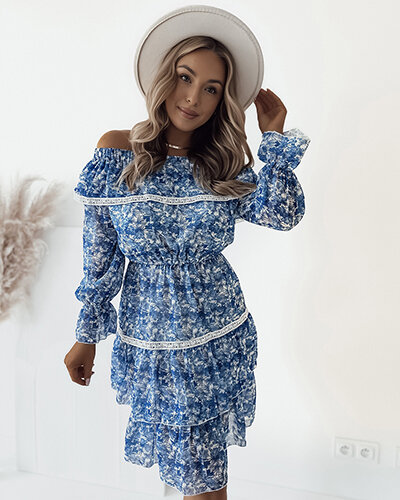 Royalfashion Mini robe florale a'la hiszpana pour femme