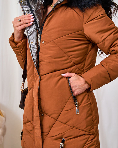 Royalfashion Veste d'hiver pour femme marron