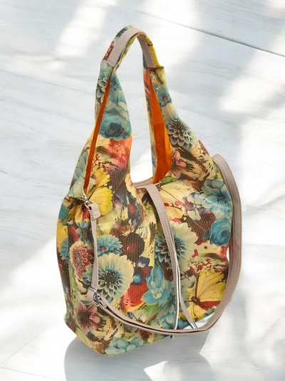 Royalfashion Grand sac en tissu avec fleurs, avec une trousse de maquillage et fermeture magnétique