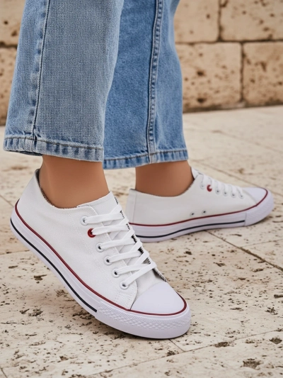 Aurelia Bianca – Baskets blanches classiques pour femmes à semelle plate