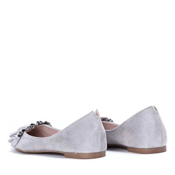 Szare balerinki z falbanką Monaco- Obuwie