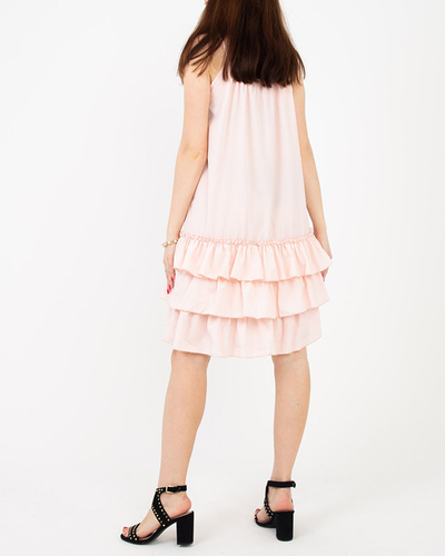 Robe femme rose foncé à bretelles à volants - Vêtements