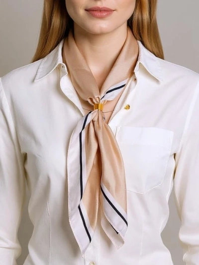 Aurelia — écharpe beige pour femme en tissu polyester