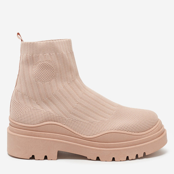 OUTLET Bottines pour femmes avec une semelle plus épaisse en nude Korlico - Footwear