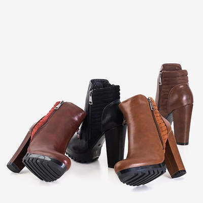 Bottines femme Santiago marron avec fermeture éclair décorative - Footwear