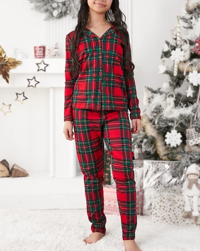 Pyjamas à carreaux en coton pour enfants Royalfashion Noël