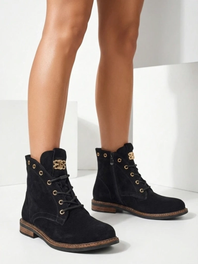 Bottines pour femmes Aurelia Romano en daim naturel - marron, avec fourrure