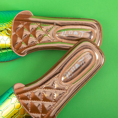 Sandales femme holographiques jaunes et vertes Serenis - Chaussures