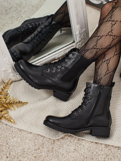 Bottines à lacets pour femmes en cuir écologique Oslynne