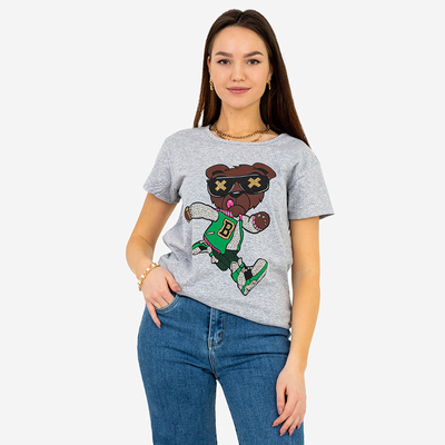 T-shirt imprimé gris pour femme - Vêtements