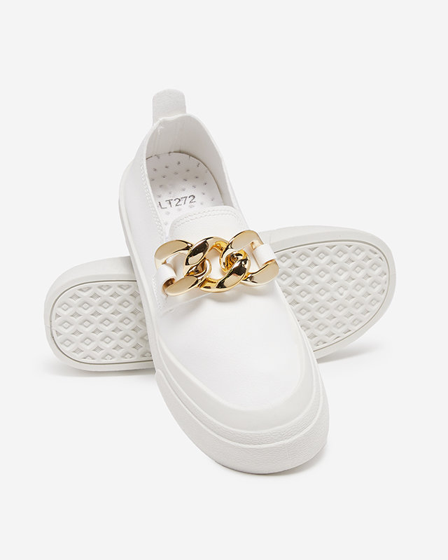 OUTLET Slip-on blanc pour femme avec semelle plus épaisse et décoration Senula - Footwear