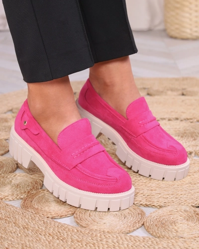 Royalfashion Eco suede fuchsia mocassins pour femmes Siherta