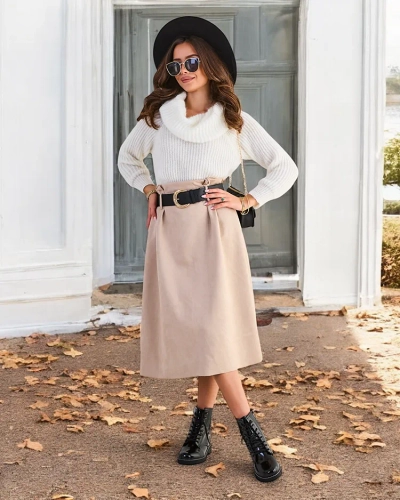 Jupe midi pour femmes Royalfashion en suédine