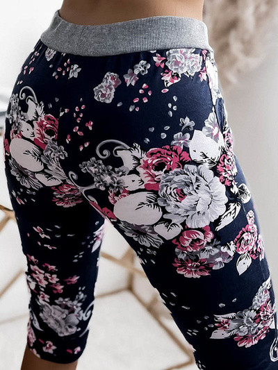 Short femme 3/4 bleu marine et rose GRANDES TAILLE - Vêtements