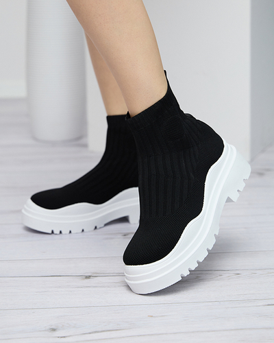 Bottines pour femme sur semelle plus épaisse en noir et blanc Korlico - Footwear