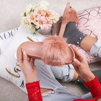 Tongs rose foncé avec fourrure Millie - Chaussures