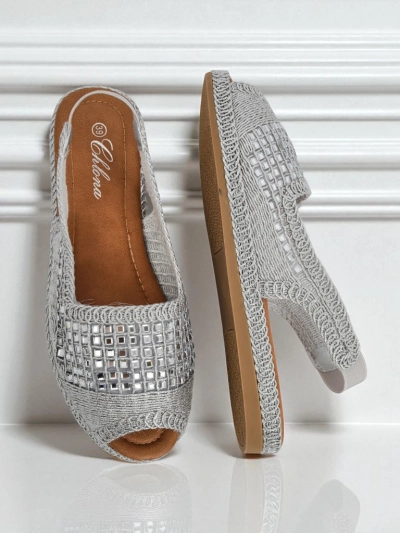 Royalfashion Sandales espadrilles pour femmes avec zircons Belle Sparkle