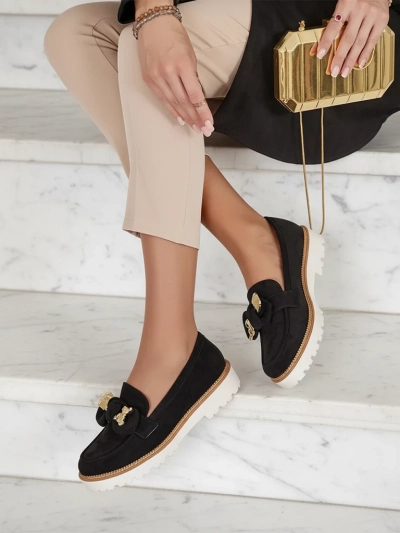 Nero Elegante Mocassins en Cuir Écologique