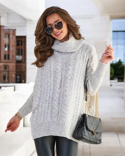 Royalfashion Pull à col roulé pour femme