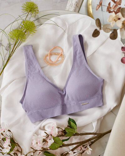 Royalfashion Soutien-gorge de sport côtelé pour femme