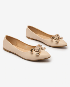 Royalfashion Ballerines à bout pointu pour femme beige avec embellissement sur le nez Figgda