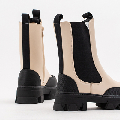 Bottes beiges pour femmes sur une semelle massive Rosidi - Chaussures