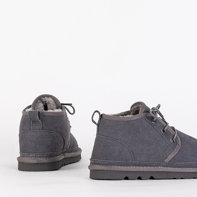 Bottines Enfant Luna Gris Colombe Cuir Confortables pour l'Hiver