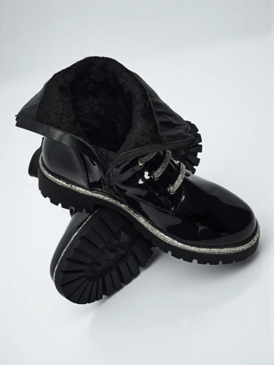 Bottines vernies à lacets pour femmes Fjorra