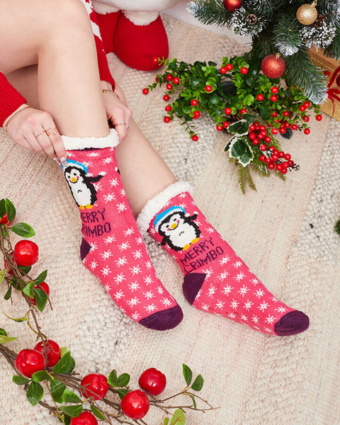 Chaussettes pour femmes rouges avec motif de Noël - Sous-vêtements