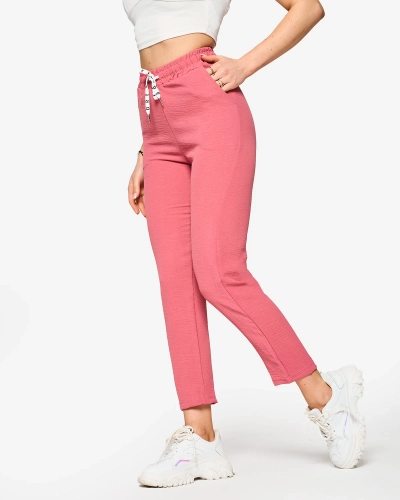 Pantalon droit en tissu rose foncé pour femme - Vêtements