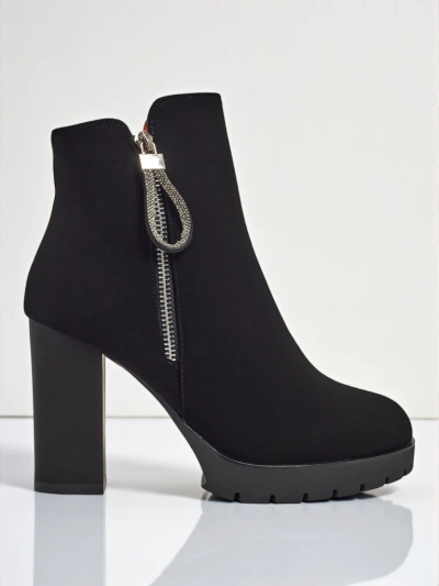 Bottines femme en cuir écologique à talons épais Marellin