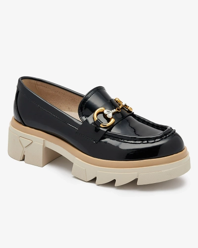 Mocassins noirs laqués pour femme avec cristaux Inriw - Footwear