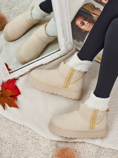 Bottes courtes style bottes de neige pour femmes Pravel