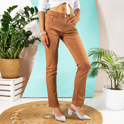 Pantalon droit marron pour femme TAILLE PLUS - Vêtements