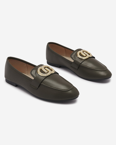 Mocassins pour femmes vert foncé avec ornements dorés Uletta - Footwear