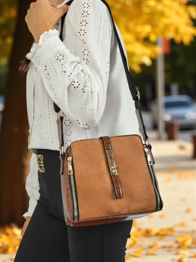Sac à main pour femmes Hermia Marron foncé en cuir écologique, décontracté